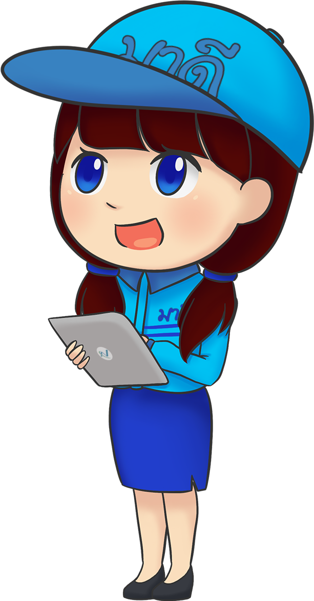 ภาพเด็กผู้หญิง ใส่หมวก ในมือถือ Ipad ยืนหันหน้าไปทางขวา